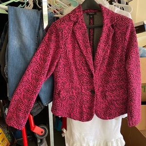 EUC Torrid sz 0 Pink/Black Rosette blazer